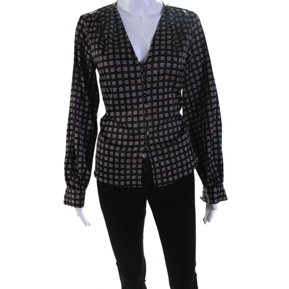 Sweet Baby Jamie Womens Geo Print Tie Front Blouse Size 4 13258425